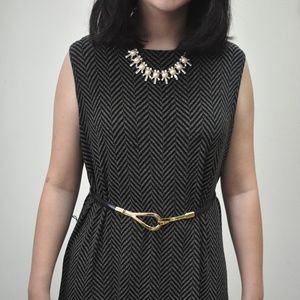 VINTAGE black and grey mod chevron shift dress